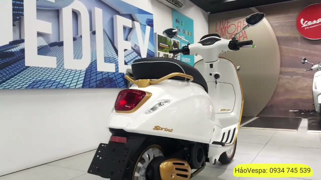 Vespa Sprint trắng 2021  lạ mắt với viền vàng đồng nổi bật  YouTube